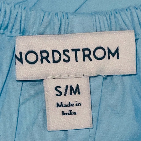NORDSTROM SQUARE NECK PUFF SLEEVE COTTON MIDI DRESS WOMENS BLUE COLOR SIZE S/M - Picture 8 of 10